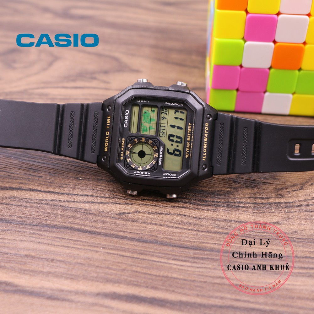 Đồng hồ Nam Casio WorldTime AE-1200WH-1BVDF dây nhựa