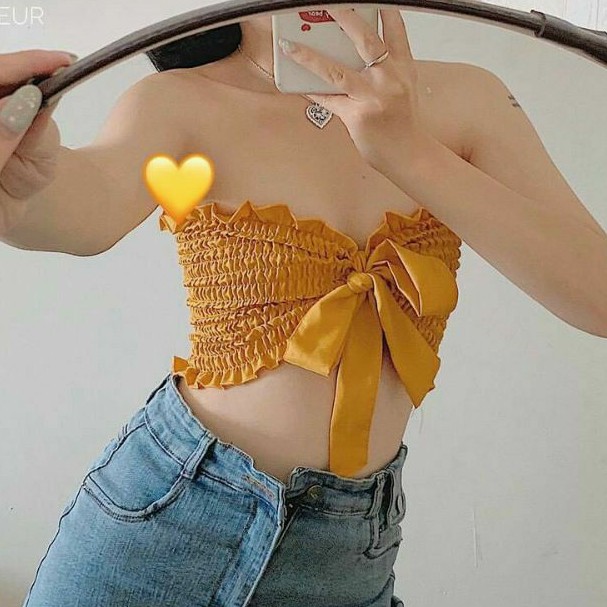 Áo ống nhún kèm dây buộc mặc được nhiều kiểu