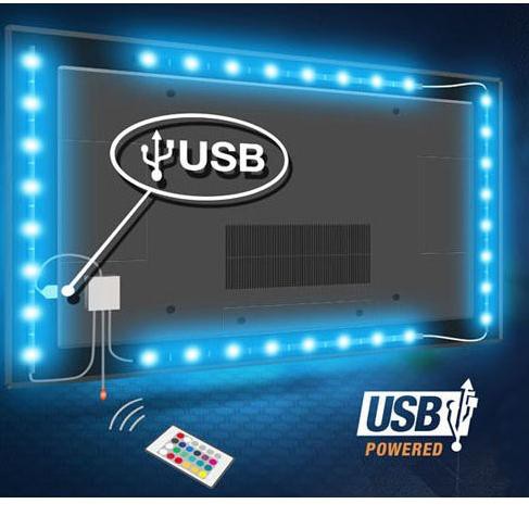 Set 2 Dây Đèn Led 50cm Rgb 5050 Kèm Điều Khiển Từ Xa 5v A9W