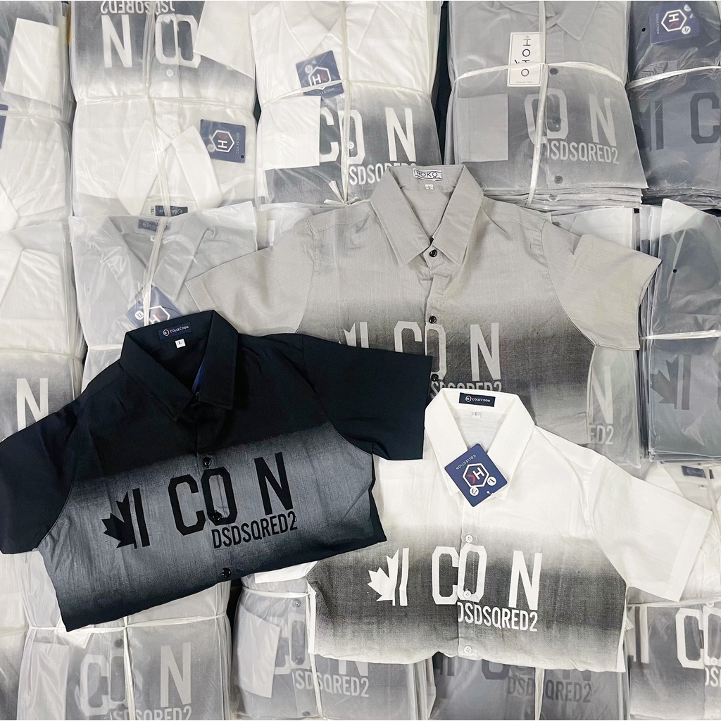 ÁO Sơ Mi  Nam IXCON Đũi Tay Ngắn Nam Tính Chất Liệu Kate Mịn Mát Họa Tiết Siêu Ngầu,In Thêu CỰC NÉT CHÁY PHỐ H