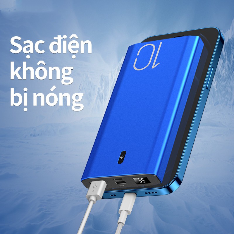 Sạc dự phòng Kivee dung lượng pin 10000mah tích hợp đèn led và màn hình HD kèm cáp sạc