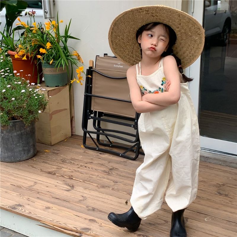 BỘ JUMPSUIT DÀI HAI DÂY CÓ DÂY KÉO CHO BÉ GÁI