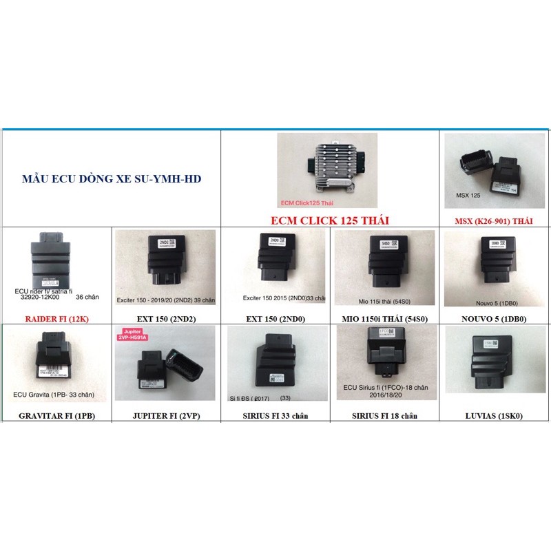 ECU SIRIUS Fi 2017 ( 1FCO 33 chân ) và đời 2016-2018-2020 ( 1FC0 18 chân )