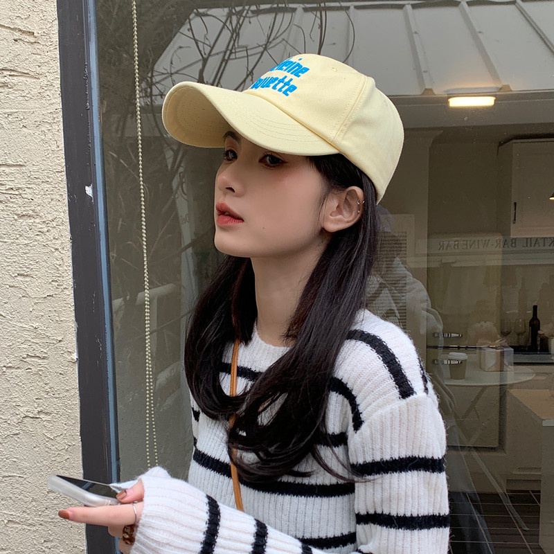 Mũ Lưỡi Trai Mềm Mại Thêu Chữ To Phong Cách Hàn Quốc Thời Trang 2022 Dành Cho Nữ