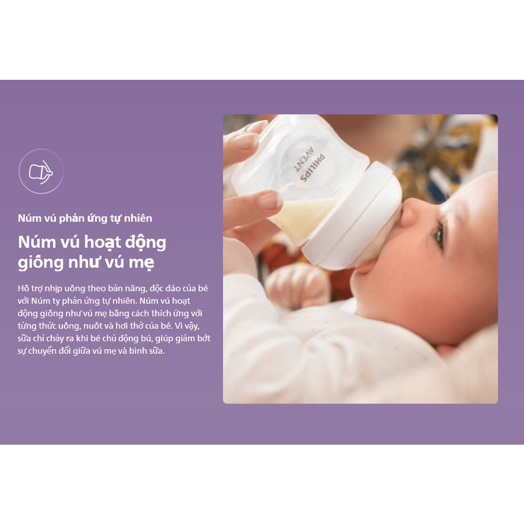 Bình sữa Avent Natural 125 260 330ml Mã mới 2021 [Được chọn núm 0 -&gt; Y][Cam kết chính hãng] GIMOVI phân phối chính hãng