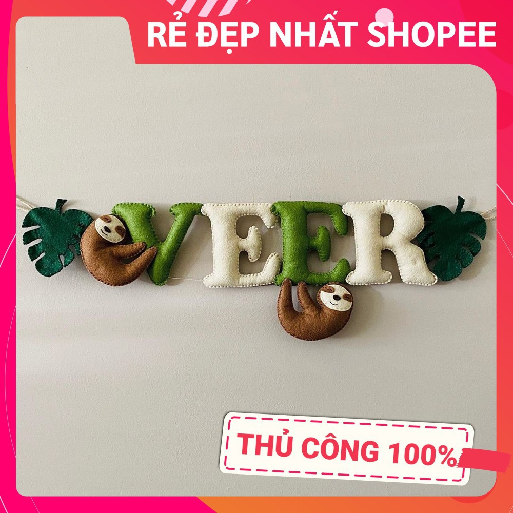 [ĐẸP NHẤT SHOPEE - FREESHIP] Bảng tên treo phòng ngủ handmade, bảng tên tròn trang trí thôi nôi cực đẹp mẫu CHÚ LƯỜI