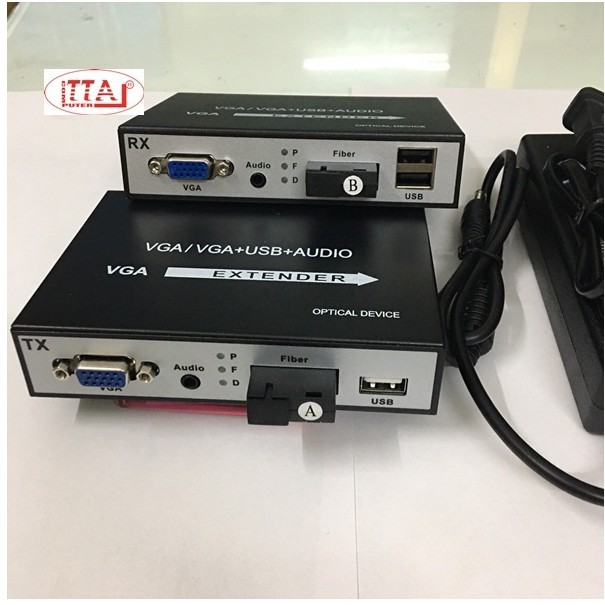 Bộ kéo dài VGA và USB qua dây Quang xa 20KM