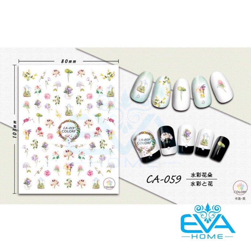 Decal Dán Móng Tay 3D Nail Sticker Tráng Trí Hoạ Tiết Bông hoa Và Cây Xương Rồng CA055 - CA059