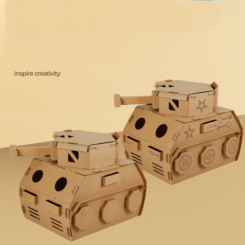 [Tặng bộ bút sáp] Nhà bìa carton mô hình xe tăng