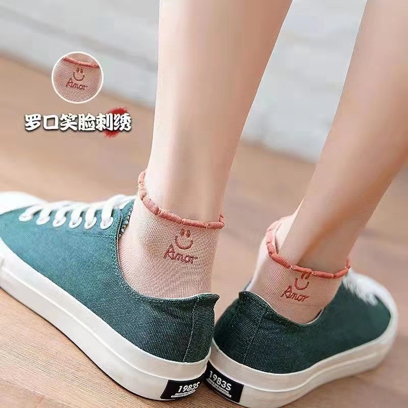 Tất thể thao cổ thấp phối ren phong cách Nhật Bản dễ thương thời trang cho nữ nữ