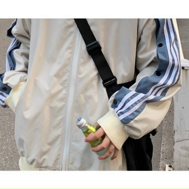 Áo khoác bóng chày form rộng vải dù cao cấp tay chạy 3 sọc phối nút