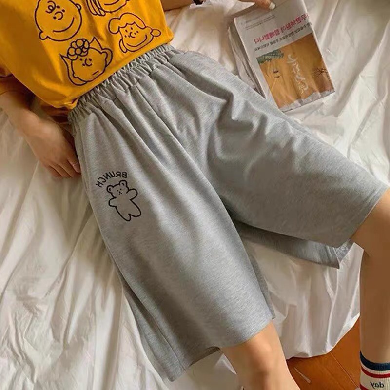 Quần short thun in Gấu nam nữ, quần đùi lưng thun Unisex