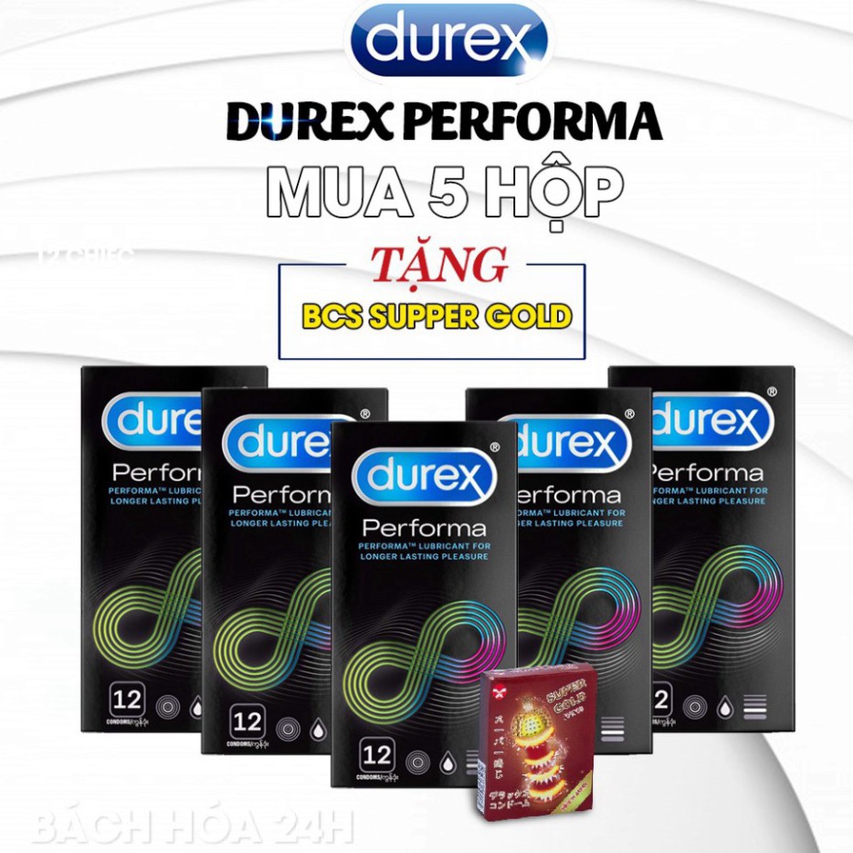 Bao Cao Su DUREX PERFORMA (Hộp 12 Bao) - Dòng Bcs Kéo Dài Thời Gian Yêu Có Nhiều Gel Bôi Trơn Siêu Khoái Cảm