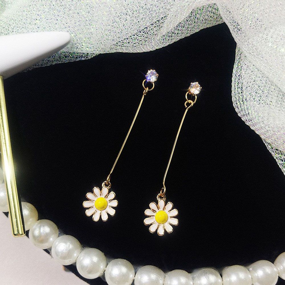 MXGOODS Dangle Sun Flower Pendant Accessories Daisy Women Drop Earrings