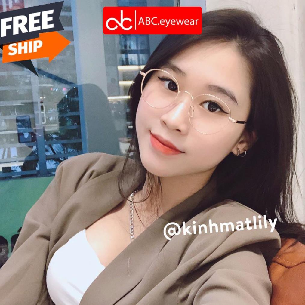 Gọng kính cận nữ kim loại ABCeyewear mắt tròn màu sắc thời trang phù hợp khuôn mặt nhỏ 72555