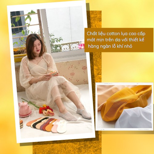 Tất vớ lười nữ chống tụt gót ALISA 10 màu pastel đi giày lười chống hôi chân