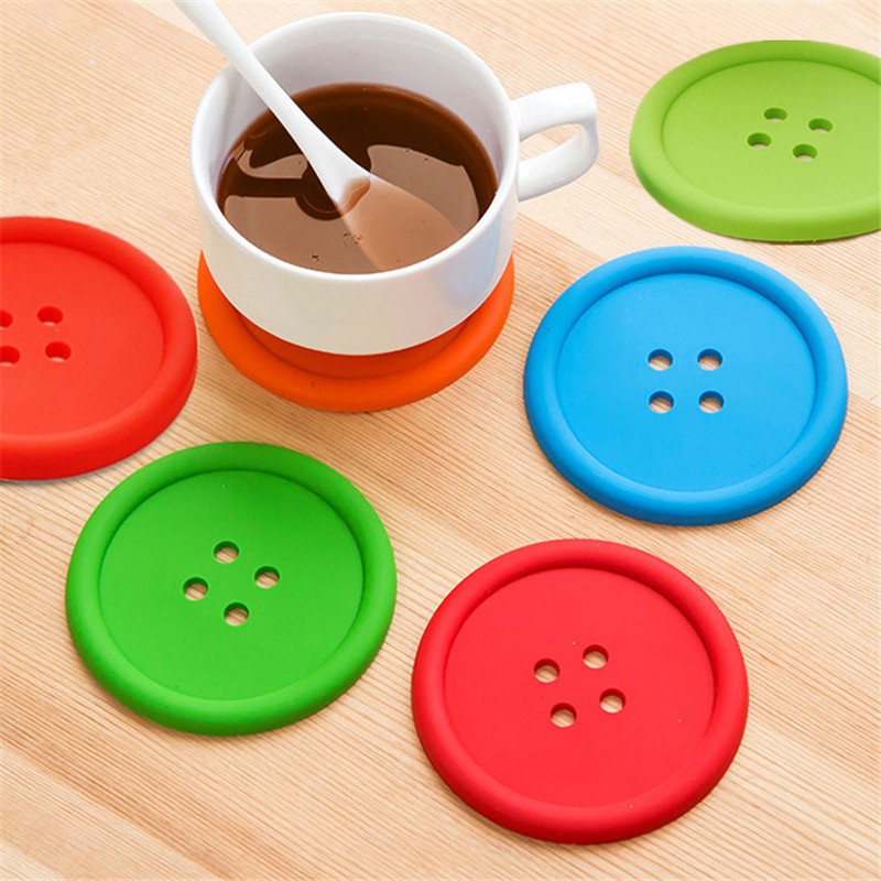 Ready Stock Mug Cushion Holder 1 Pcs Cut Silicone Button Mat Pad Coaster Cup Drink Placemat ECO