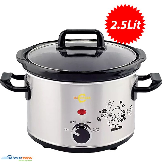 [Mã ELHADEV giảm 4% đơn 300K] Nồi hầm chậm 160w, 2.5 lít BBCooker BS-25