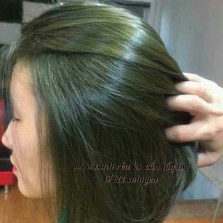 Nhuộm màu xanh rêu ( có kèm trợ nhuộm và bao tay )