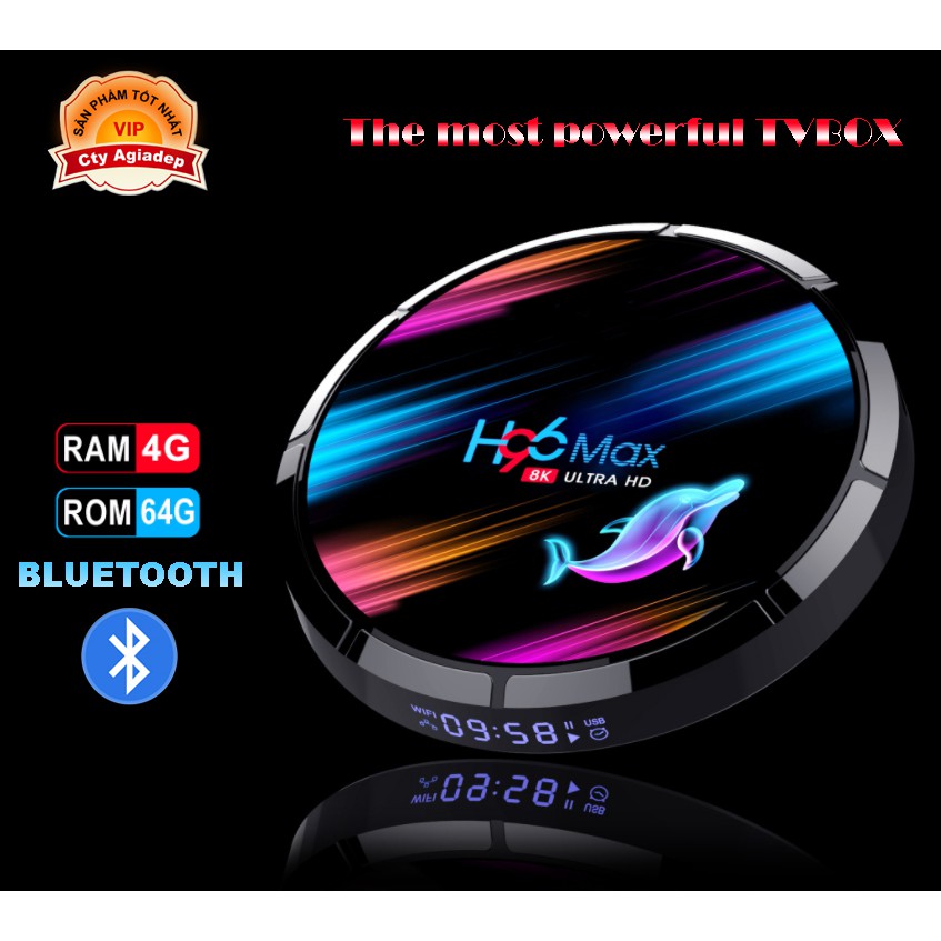 TV BOX H96max 8K S905X3 Ram 4+64 Bluetooth tivibox - Hàng siêu xịn