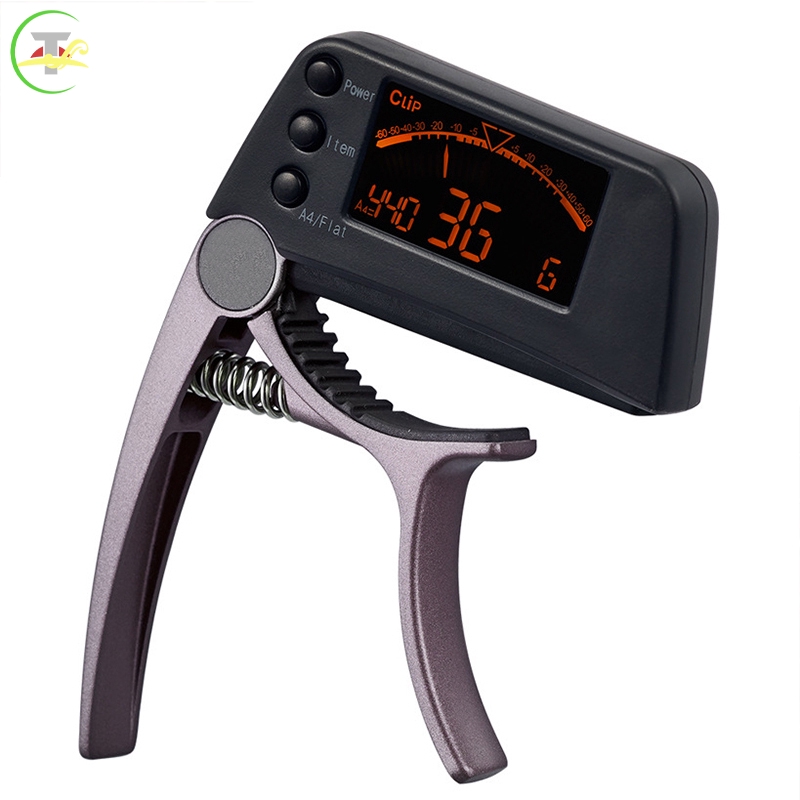 TG Guitar Capo Tuner Zinc Alloy 2 in 1 with LCD Clamping for Acoustic Folk Electric Guitar  @vn