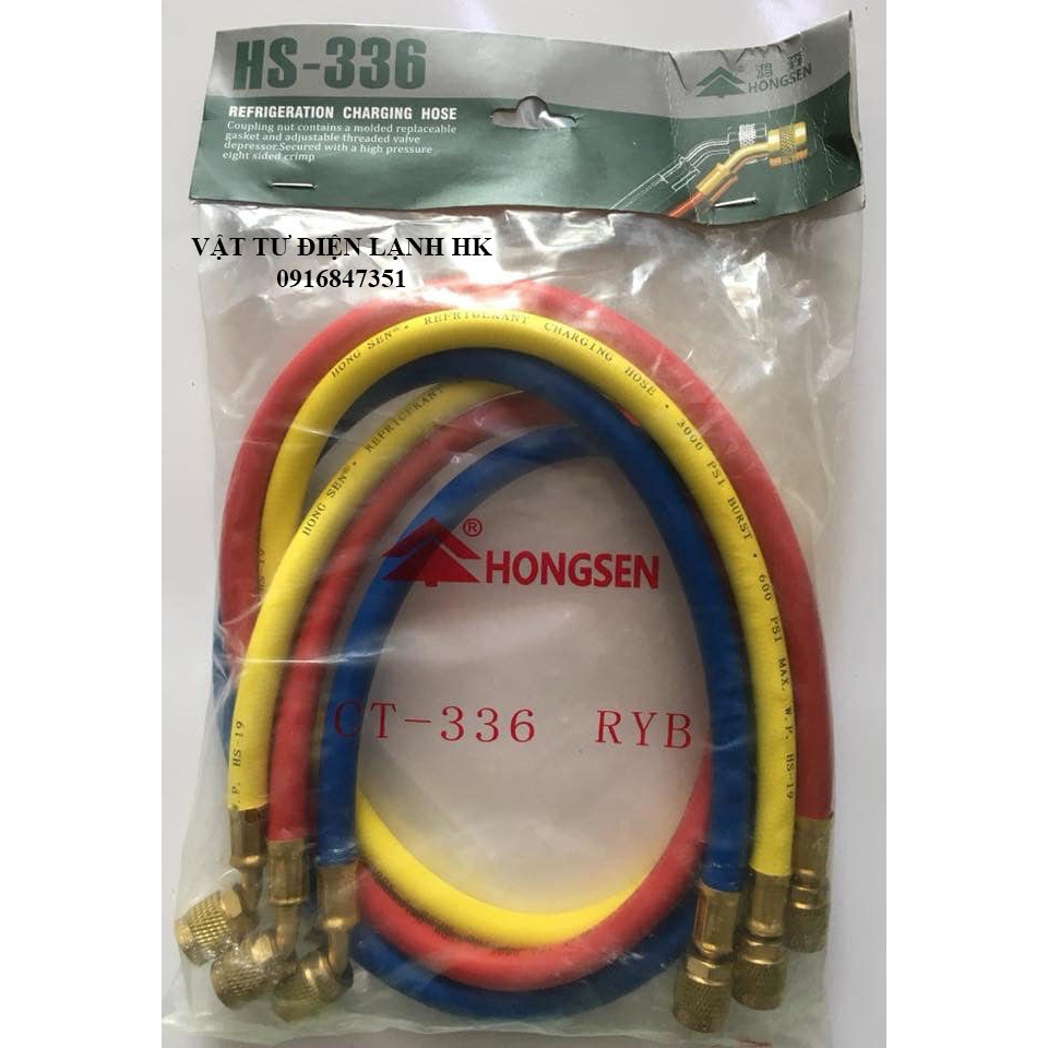 Bộ 3 dây nạp gas Hongsen HS-336 cho gas R22 và R410A - T - dây nạp gas lạnh HS-336 RYB 410