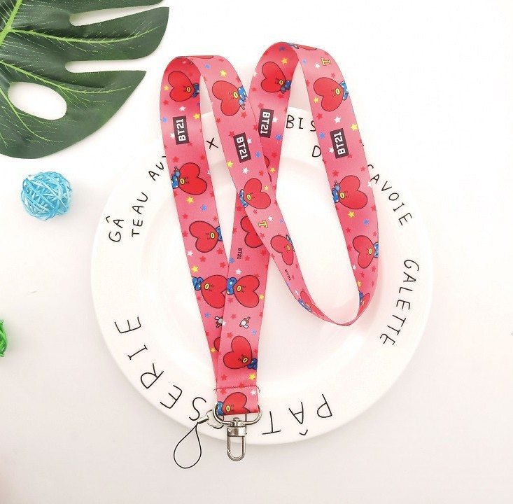 New Kpop BTS BT21 CHIMMY COOKY SHOOKY TATA RJ Mobile Phone Lanyard Long Hanging Rope Work Student Card Hanging Neck Sling Strap Lanyards for Couples and Friends Key Chian Dây chuyền điện thoại