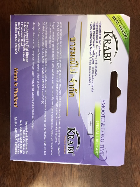 ⭐ Bao cao su Krabi Thái Lan các loại Siêu mỏng, Gân gai, Kéo dài thời gian Hộp 12cái