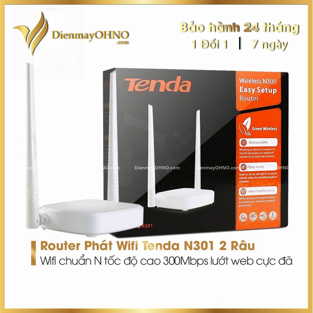 Bộ Thiết Bị Router Phát Wifi Tenda N301 Cục Phát Sóng Wifi 2 Râu Kết Nối Internet Tốc Độ Cao - OHNO VIỆT NAM