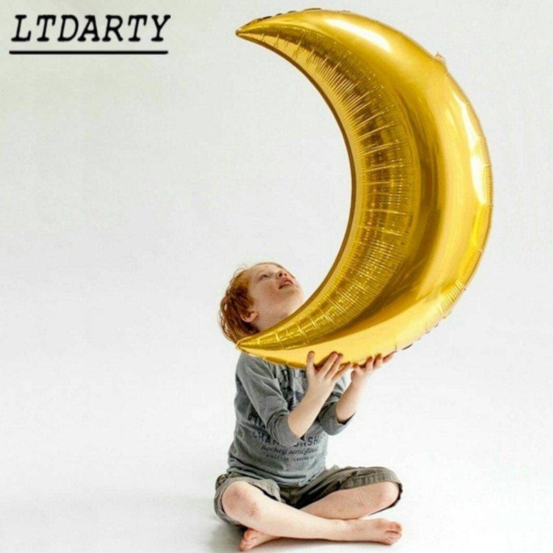 Bong Bóng Nhôm 36 Inch Hình Mặt Trăng Màu Vàng / Bạc Trang Trí Tiệc Sinh Nhật / Valentine