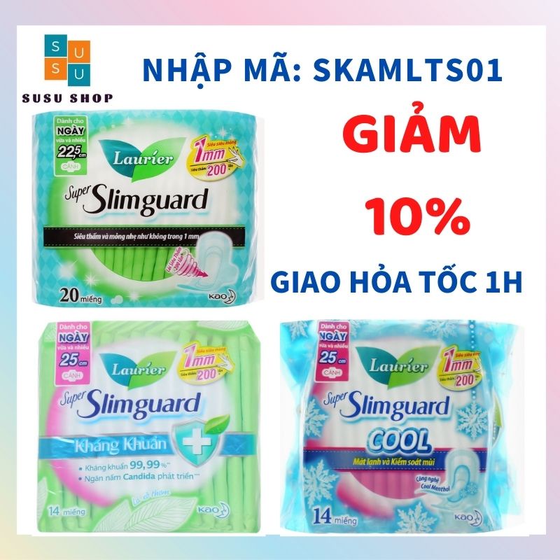 Băng Vệ Sinh Laurier Slimguard Nhật Bản siêu mỏng 22,5cm 20 miếng/gói Khả năng siêu thấm hút đến 200 lần, kiểm soát mùi