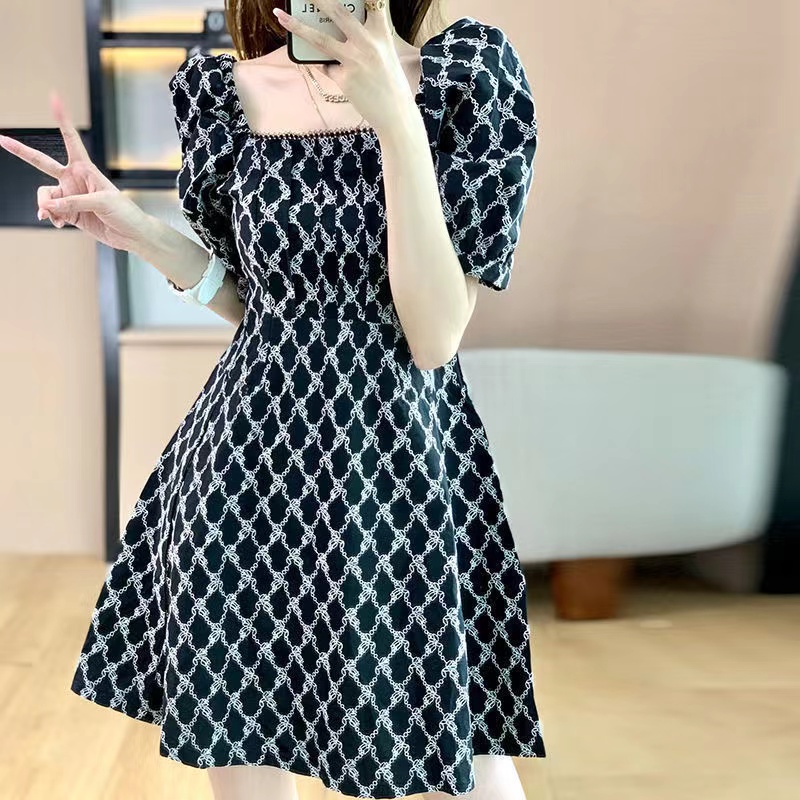 Đầm Perty tay phồng cổ vuông thiết kế mới thời trang mùa hè cho nữ
