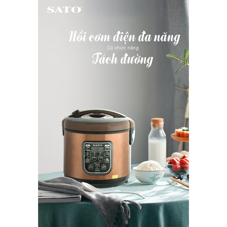 Nồi cơm điện.Nồi cơm đa năng có chức năng tách đường SATO.Dung tích 1.8L,Bảo hành 12 tháng