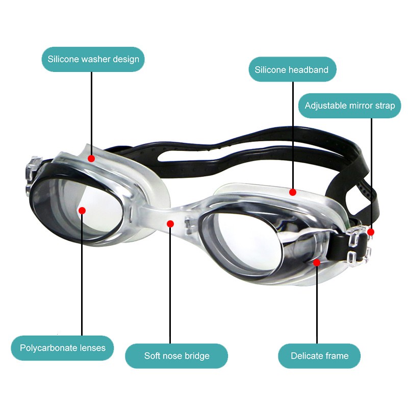 Kính Bơi Bằng Nhựa PVC Chống Trầy Xước Có Thể Điều Chỉnh Dành Cho Trẻ Em Và Người Lớn