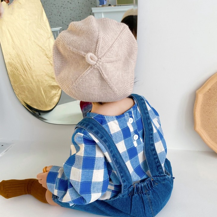 Mũ Beret Màu Trơn Phong Cách Hàn Quốc Cho Bé