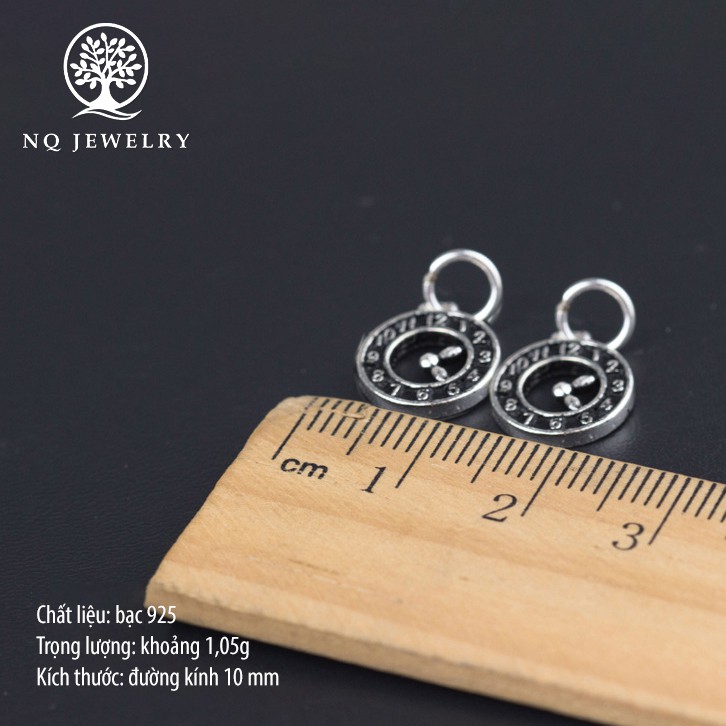 Charm bạc mặt đồng hồ treo nhỏ bạc thái - NQ Jewelry