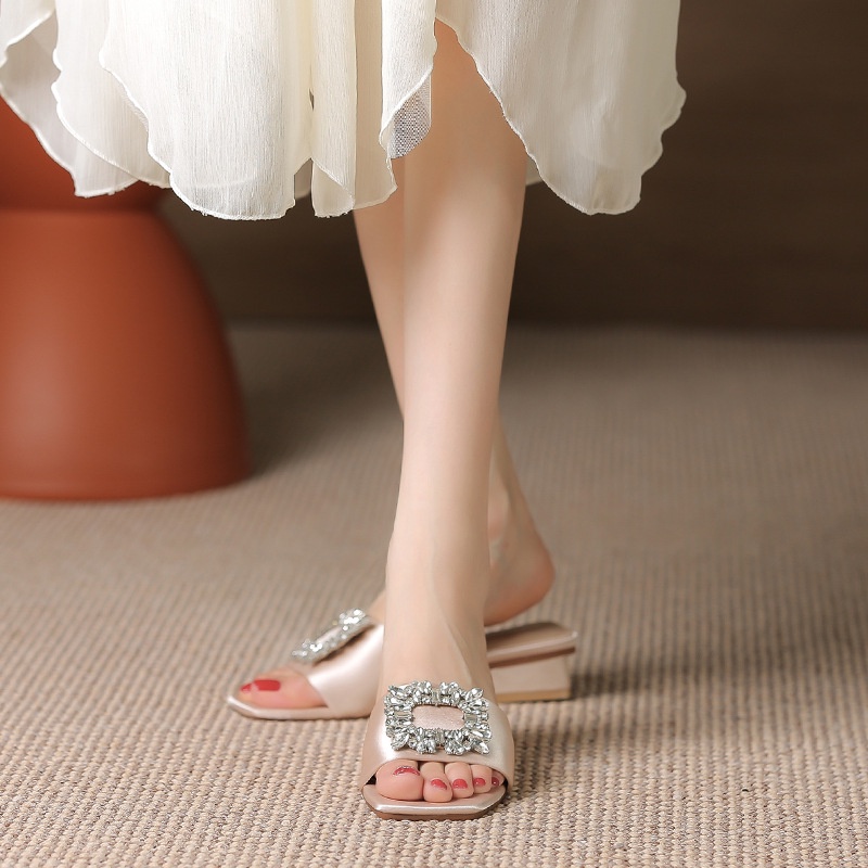 Giày Cao Gót Sandal Quai Vải satin Mềm Mại Thời Trang Thanh Lịch Dành Cho Nữ