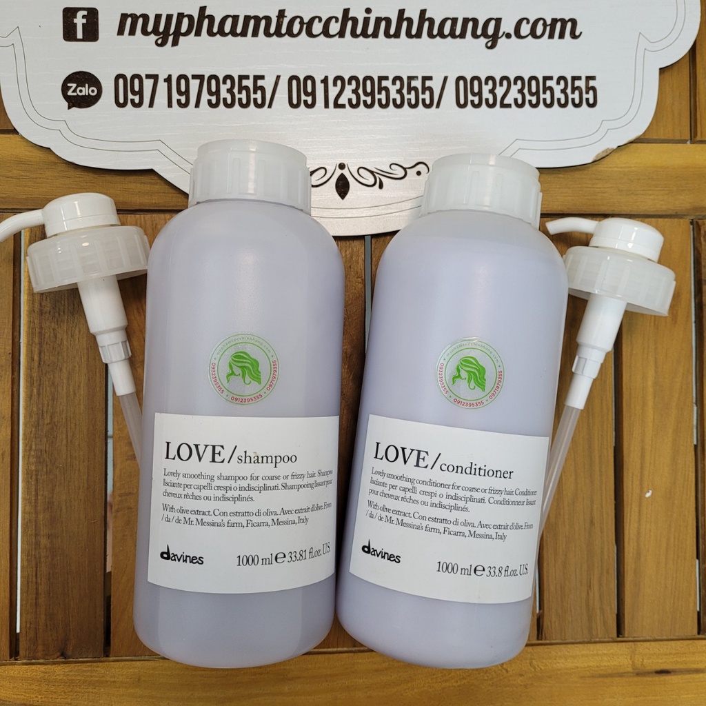 Dầu gội và xả cho tóc bông xù Davines Love Smoothing 1000ml*2