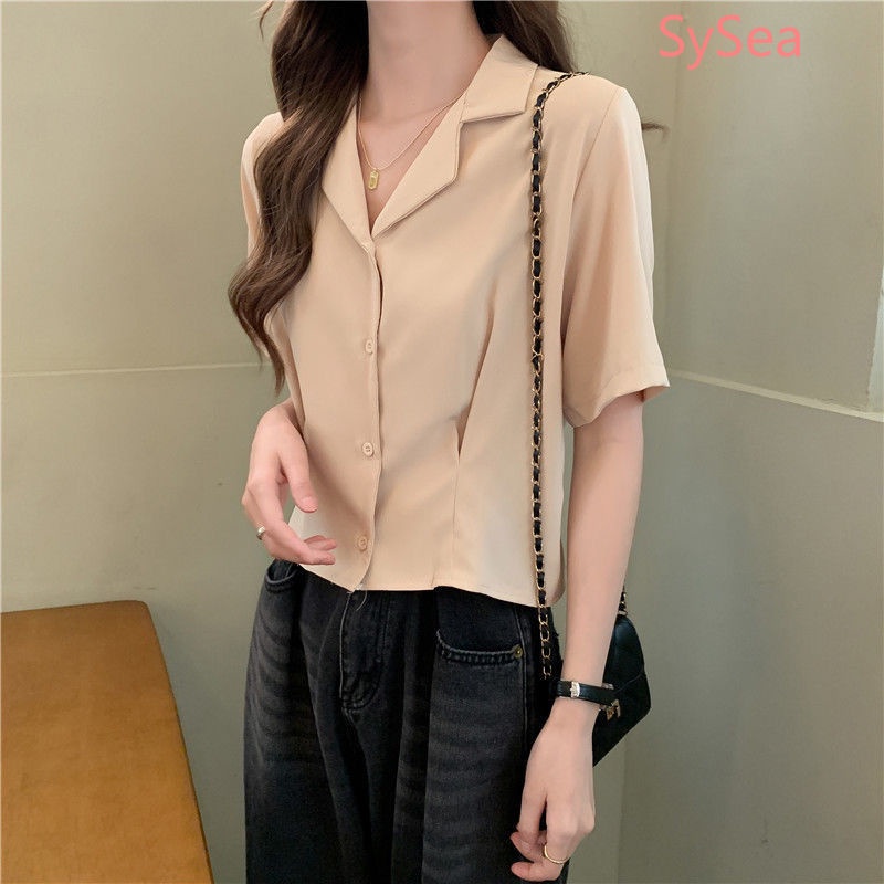 Áo Sơ Mi Cổ Chữ V Màu Sắc Đơn Giản Thanh Lịch Cho Nữ