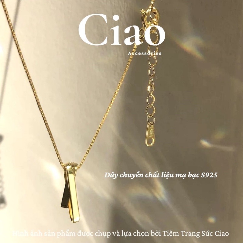 [NEW ITEMS] Dây chuyền/ Vòng cổ mạ bạc S925 thiết kế charm dài đính đá đơn giản Keisha Ciao
