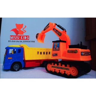 Đồ Chơi Xe Công Trình Nhưa   Xe Múc Bánh xích Cho Bé Vui Chơi Trong Nhà