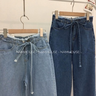 Quần jeans dây rút eo 2 màu