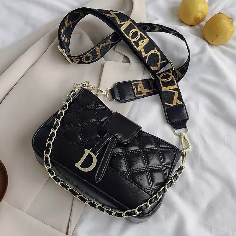 Túi Xách Nữ Túi Kẹp Nách Treo Chữ D Vừa Đeo Chéo Đeo Vai Sang Chảnh