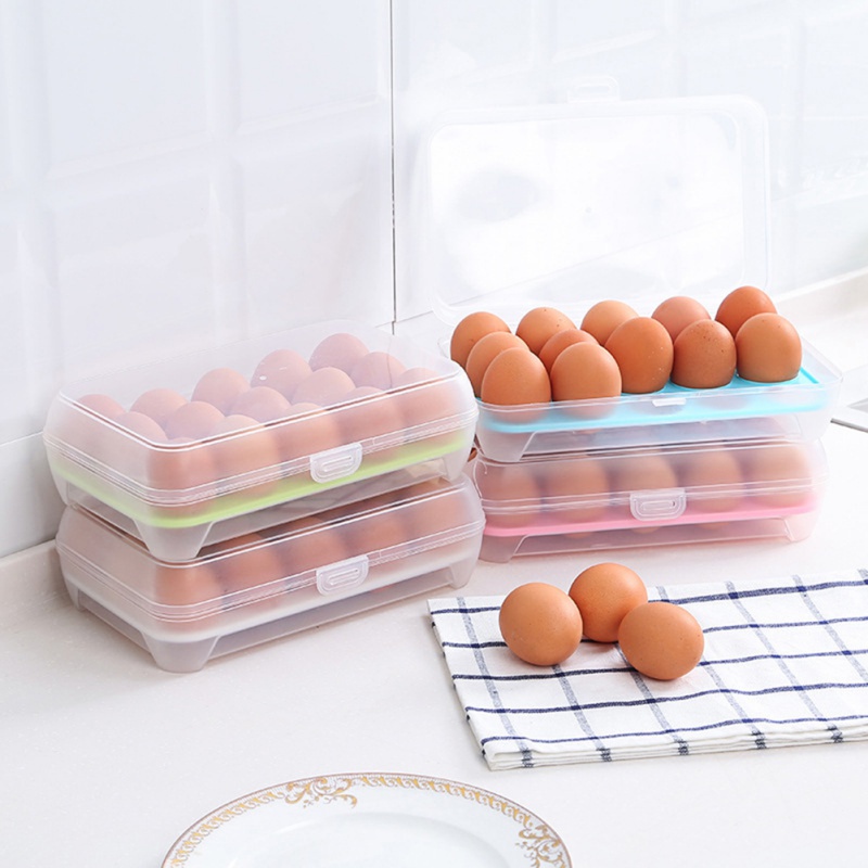 Hộp Đựng Trứng 15 Ngăn Bằng Nhựa Nhiều Tầng Cho Tủ Lạnh