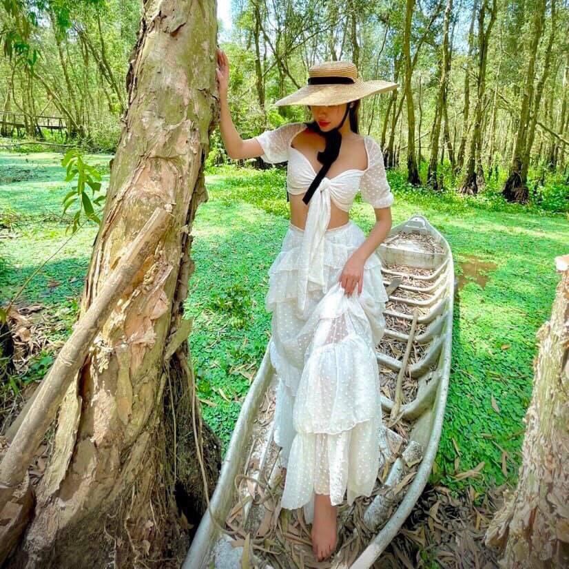 Set váy maxi siêu sống ảo cột nơ ngực với chân váy xòe tầng dáng dài dễ thương thời trang XUKA-DRESS MT036 chất Voon