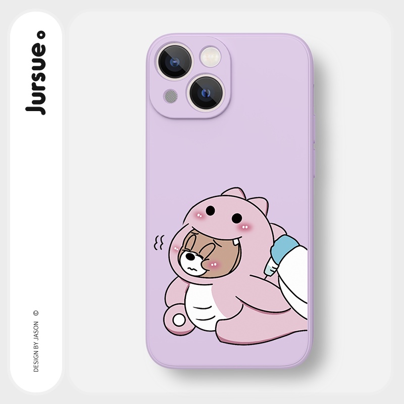 Ốp lưng JURSUE hoạt hình cặp đôi dễ thương đẹp cho iPhone 13 12 11 Pro Max SE 2020 X XR XS 8 7 ip 6S 6 Plus kute Y1915