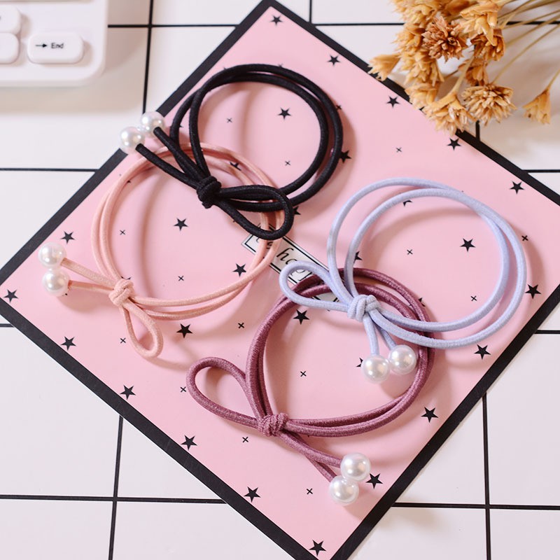 3 Dây cột tóc nơ xéo 1 bên nhiều màu dễ thương phụ kiện tóc style hàn quốc - shop cà rốt
