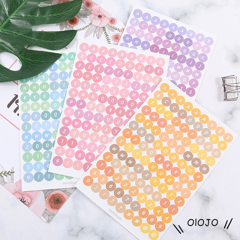 Miếng dán đánh dấu trang trí hình chữ cái tiếng anh màu sắc ngọt ngào