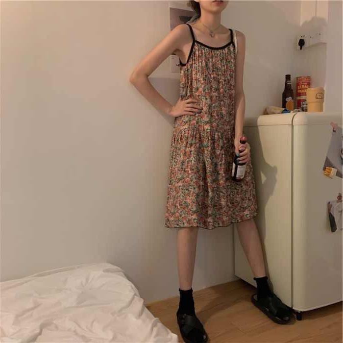 Đầm Ngủ Hai Dây Họa Tiết Hoa Thời Trang Mùa Hè Mới 2022 Dành Cho Bạn Nữ
