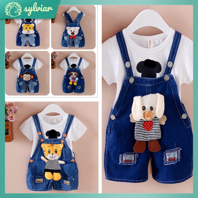 Quần Yếm Jeans In Hình Hoạt Hình Dễ Thương Dành Cho Trẻ Nhỏ